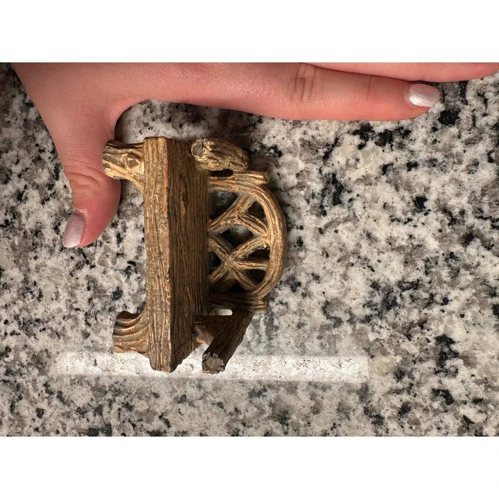 Rustic Log Cabin Bench Miniature Fairy Garden Decor Accent‎
